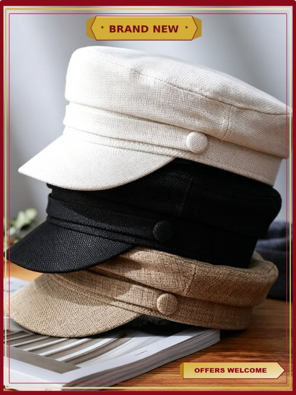 Soft Wool-Blend Baker Boy Cap Retro Newsboy Hat Casual Daily Wear - Picture 5 of 5